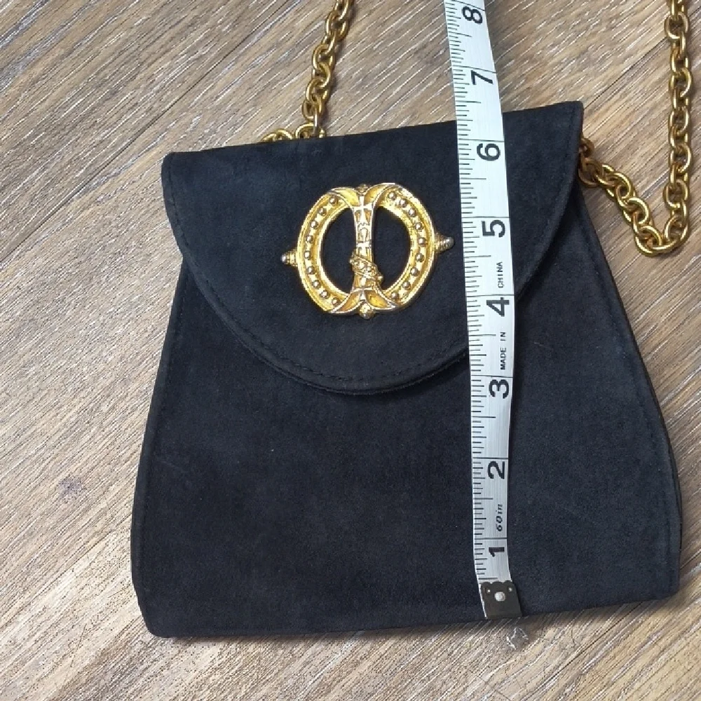 Vintage Black Crossbody Bag Gold Chain